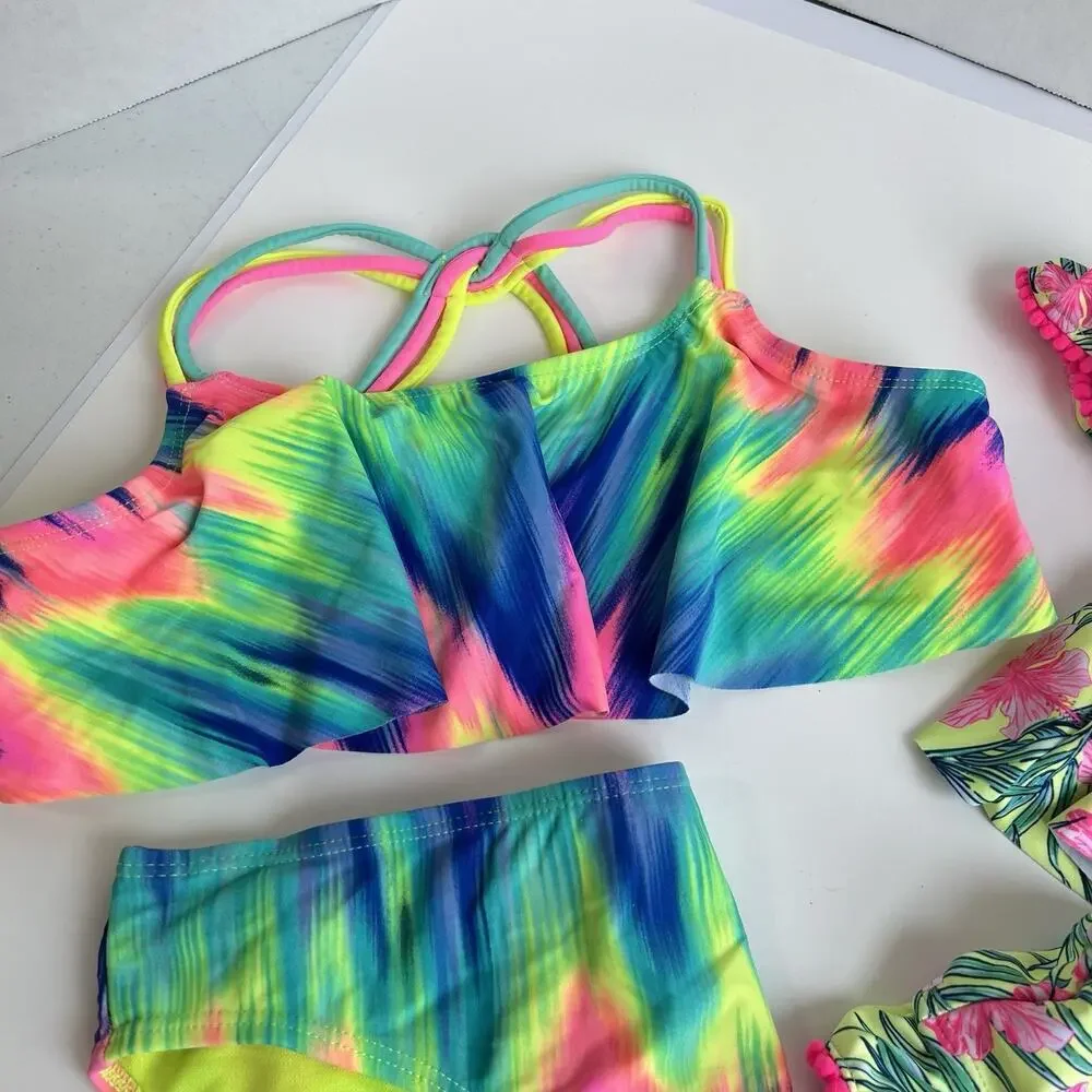 Lot Of 2 Girls 2 Piece Bikini Swimsuit Nicole Miller Wonder NationSize L (10-12)